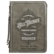 Load image into Gallery viewer, Gray All Things Filigree Philippians 4:13 Faux Leather Personalized Bible Cover For Men