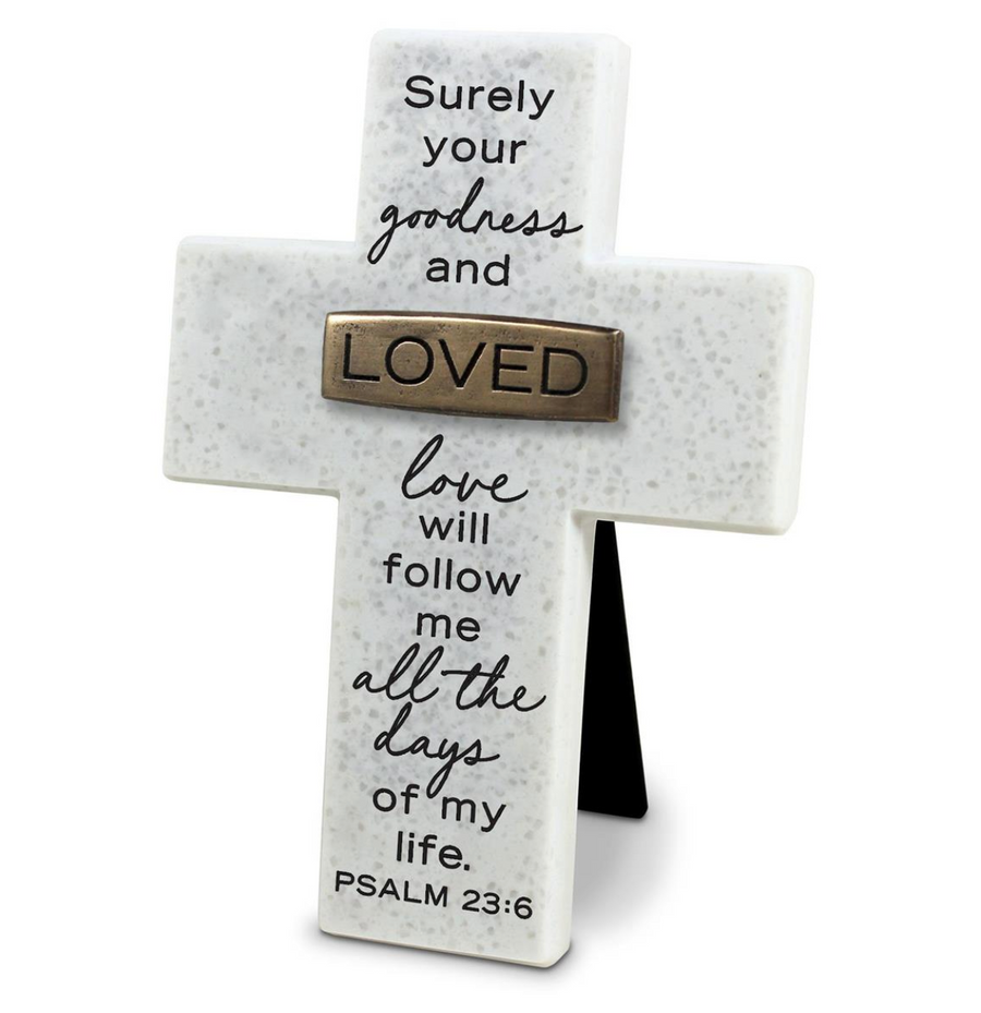 Love Psalm 23:6 Copper Accent Tabletop Cross