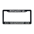 Load image into Gallery viewer, Romanos 5:8 Cuando Aún Éramos Pecadores, Cristo Murió Por Nosotros | Christian Spanish License Plate Frame
