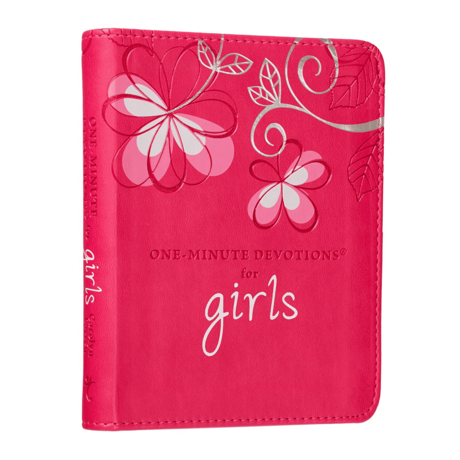 Personalized Custom Text Your Name The One-Minute Devotions for Girls Pink Faux Leather Devotional