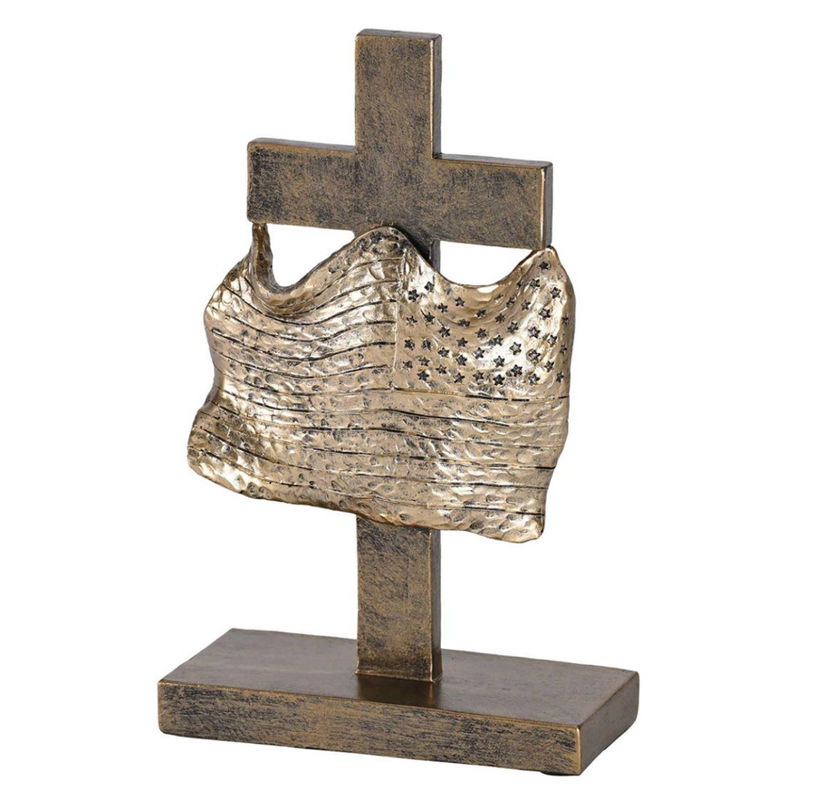 Called to Pray Bronze Cross with Flag