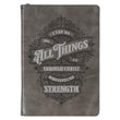 Load image into Gallery viewer, All Things Through Christ Philippians 4:13 Gray Faux Leather Zippered Journal
