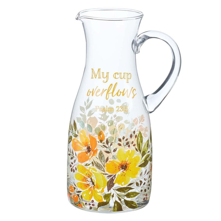 My Cup Overflows Psalm 23:5 Glass Pitcher