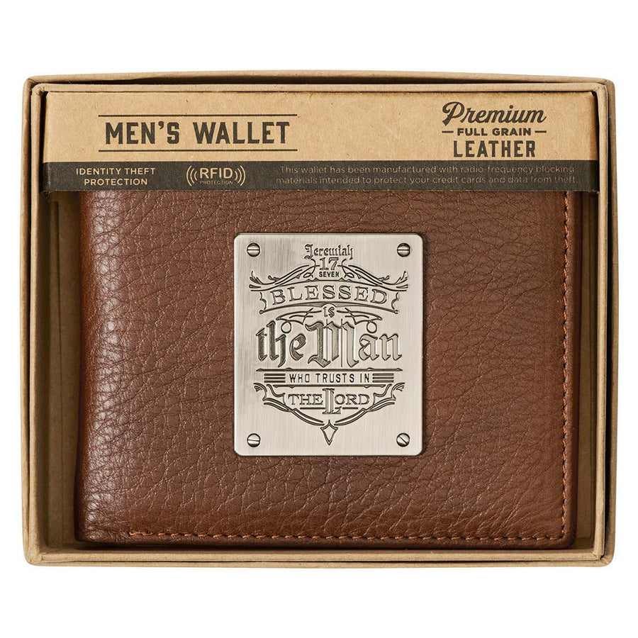 Blessed Is The Man Jeremiah 17:7 Brown Genuine Leather Wallet
