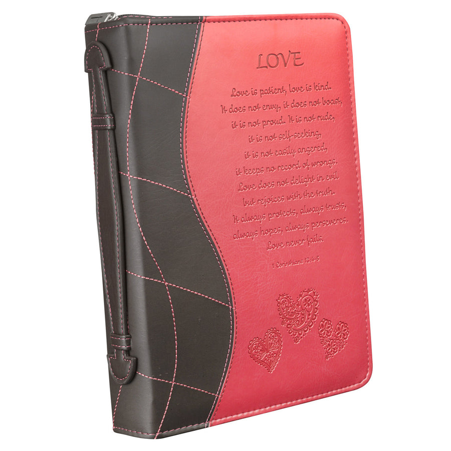 Love Pink Faux Leather Personalized Bible Cover For Women