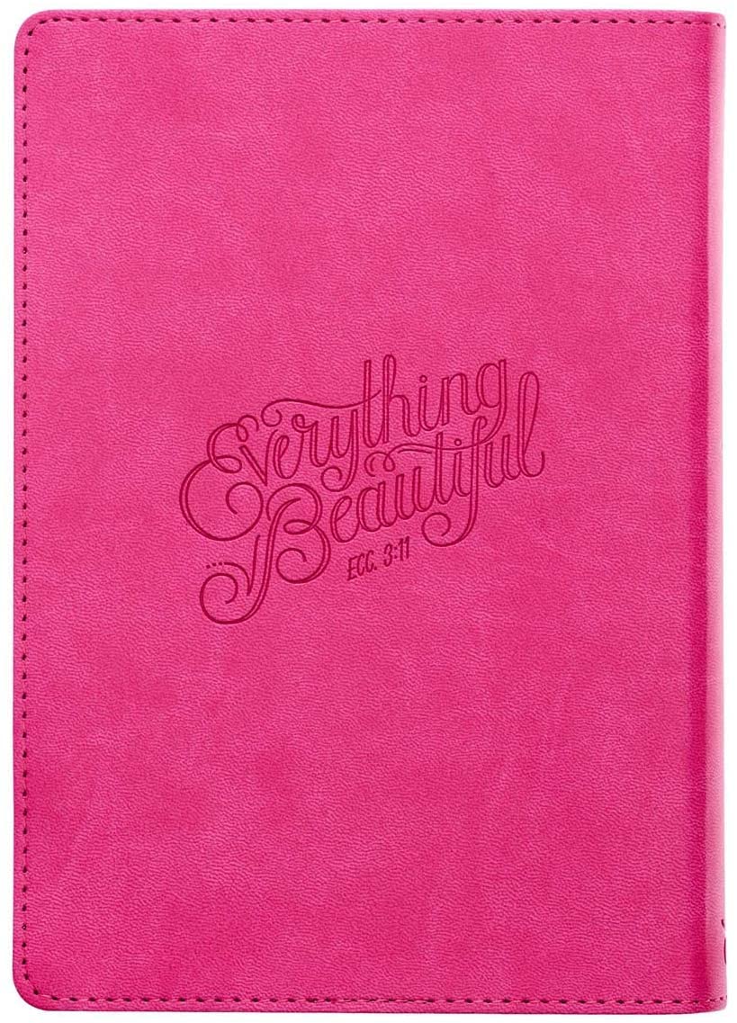 Personalized Custom Text Your Name Everything Beautiful Pink Faux Leather Classic Journal Ecclesiastes 3:11