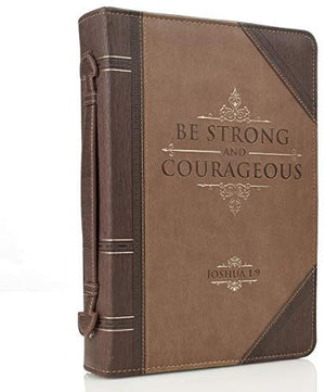 Joshua 1:9 Faux Leather Brown Personalized Bible Cover for Men