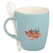 Load image into Gallery viewer, Bless You &amp; Keep You Numbers 6:24 Teal Ceramic Coffee Mug with Spoon
