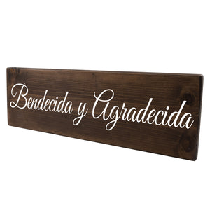 Blessed And Grateful Spanish Wood Decor