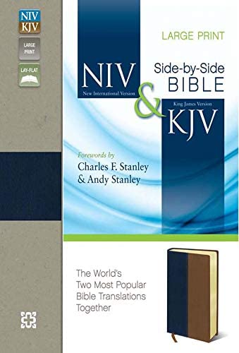 Personalized NIV and KJV Side-by-Side Bible Large Print Navy/Tan