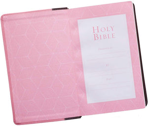 Personalized KJV Holy Bible Giant Print Standard Bible Pink and Brown Faux Leather w/Ribbon Marker