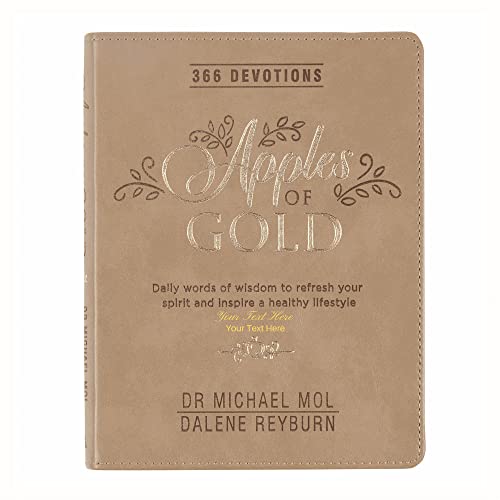 Personalized Custom Text Your Name Apples of Gold 366 Daily Devotions for Women to Refresh Your Spirit Taupe Faux Leather