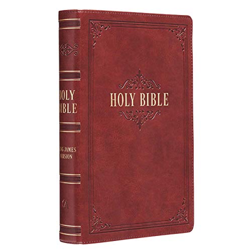 Personalized KJV Holy Bible Giant Print Full-Size Bible Burgundy Faux Leather Bible