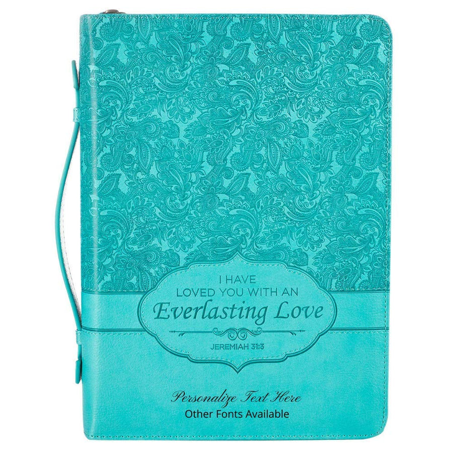 Jeremiah 31:3 Faux Leather Turquoise Personalized Bible Cover For Women