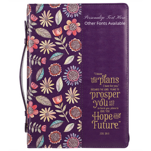 Jeremiah 29:11 Faux Leather Purple Personalized Bible Cover for Women