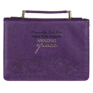 Amazing Grace Faux Leather Purple Personalized Bible Cover for Women