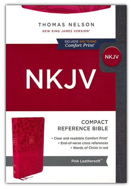 Personalized NKJV COMPACT End-of-Verse Reference Bible Leathersoft Pink