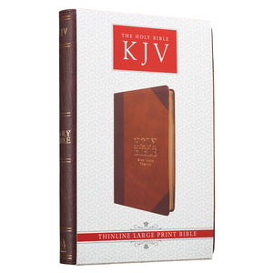 Personalized Custom Text Your Name KJV Brown Portfolio Design Bible Large Print Thinline LuxLeather King James Version