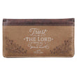 Load image into Gallery viewer, Trust In The LORD Proverbs 3:5 Two-tone Brown Faux Leather Checkbook Cover

