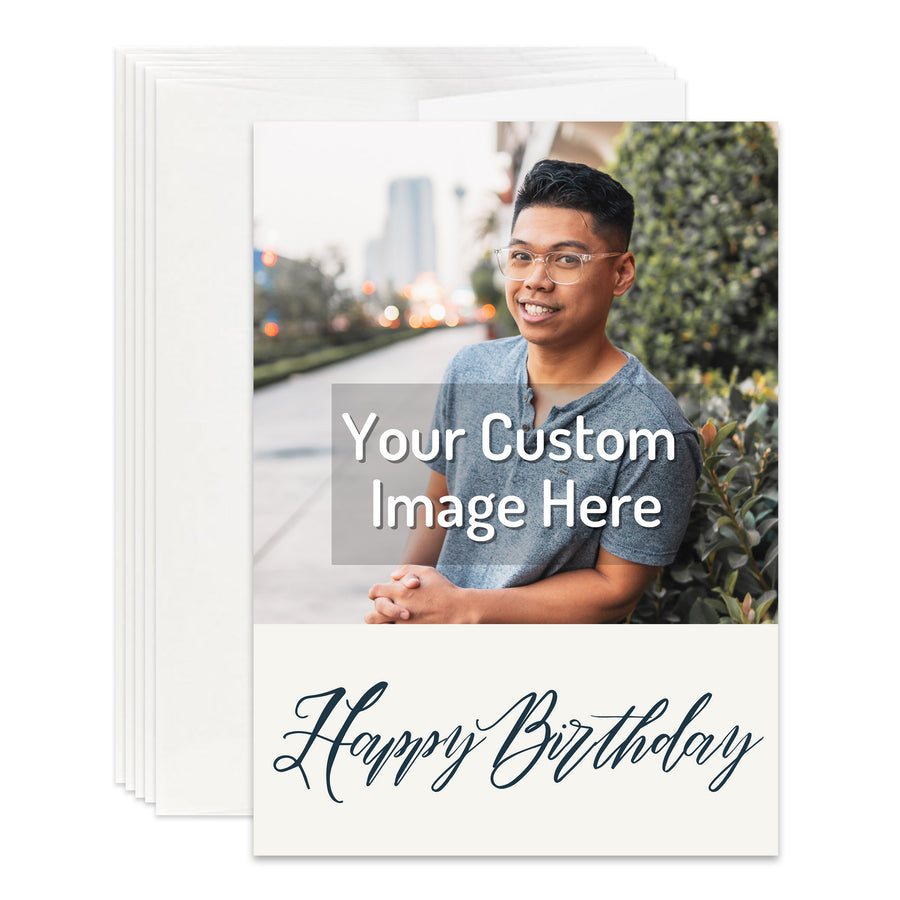 Personalized Happy Birthday Card Custom Your Photo Image Upload Your Text Greeting Card