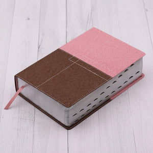 Personalized NIV Study Bible Pink/Brown Leathersoft Red Letter Thumb Indexed