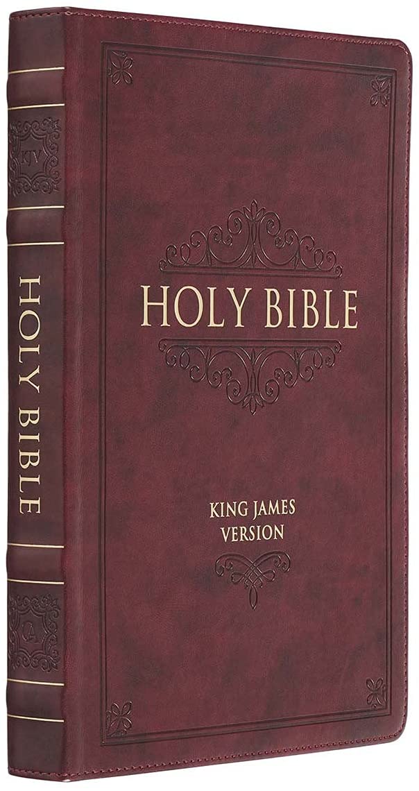 Personalized KJV Thinline Bible Large Print Faux Leather Burgundy with Thumb Index