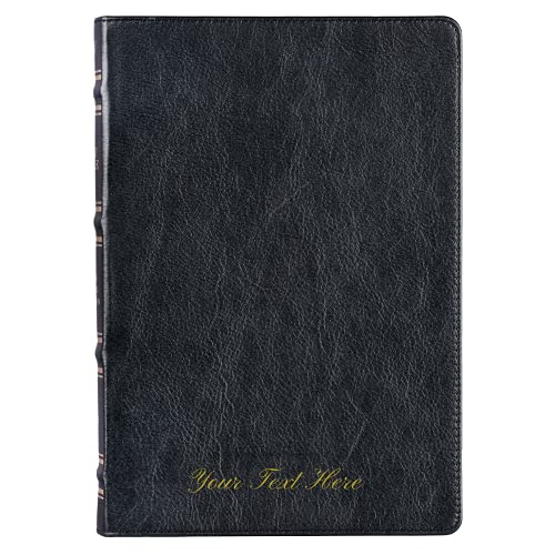 Personalized KJV Black Full Grain Leather Large Print Thinline Thumb Index