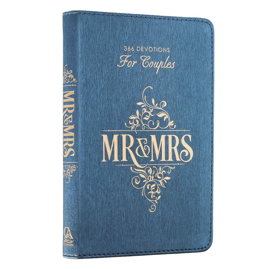 Personalized Devotional Mr. & Mrs. 366 Devotions for Couples Blue Faux Leather