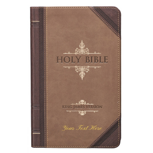 Personalized KJV Holy Bible Giant Print Dark Brown/Tan Faux Leather King James Version