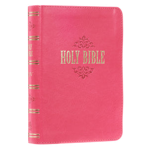 Personalized KJV Bible COMPACT LuxLeather Pink