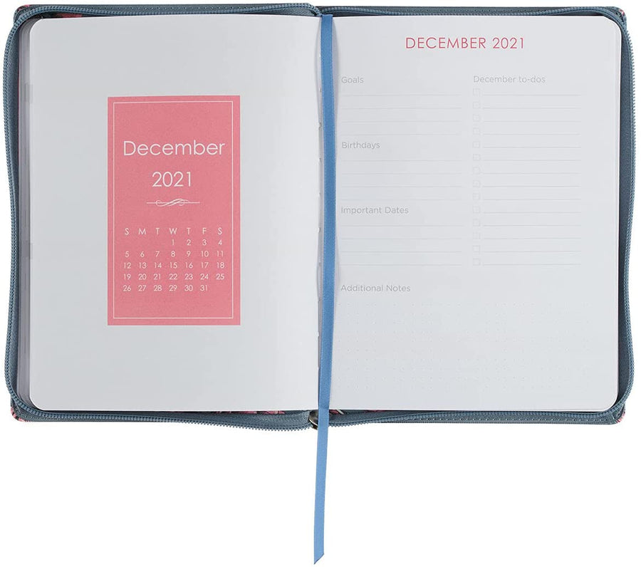 Personalized 2022 Grace Upon Grace Large Floral Faux Leather 18-month Planner For Women