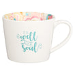 Load image into Gallery viewer, It Is Well With My Soul White with Floral Interior Mug
