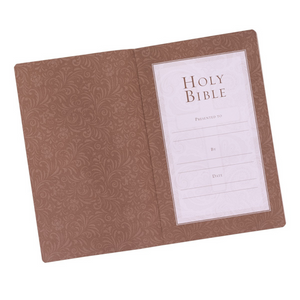 Personalized Custom Text Your Name KJV Budget Gift and Award Faux Leather Tan Softcover Bible King James Version