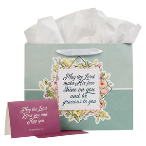 May His Face Shine Upon You Numbers 6:24 Teal Landscape Gift Bag