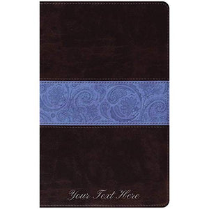 Personalized ESV Thinline Bible TruTone Chocolate/Blue Paisley Band