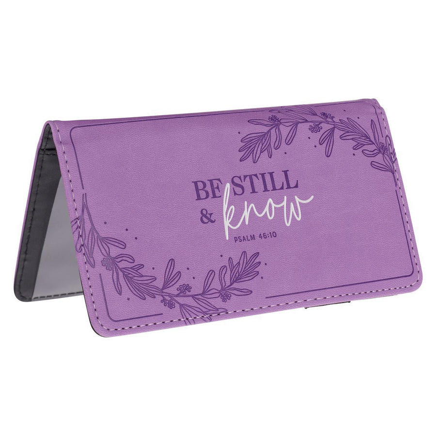 Be Still & Know Psalm 46:10 Purple Faux Leather Checkbook Wallet