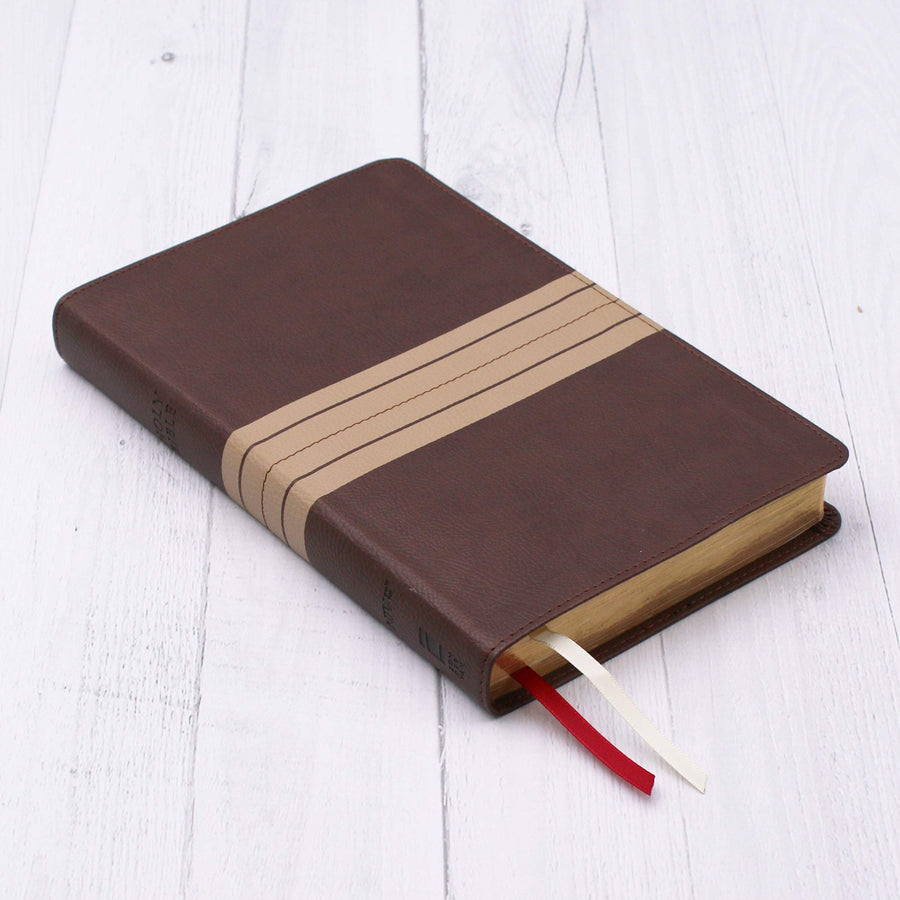 Personalized NIV Comfort Print Thinline Bible Leathersoft Chocolate/Tan New International Version