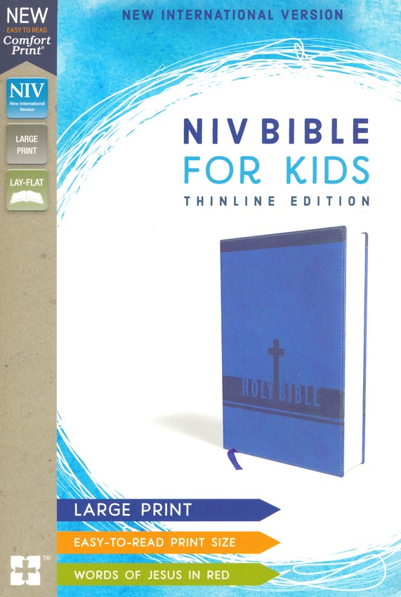 Personalized NIV Bible for Kids Large Print Thinline Leathersoft Blue