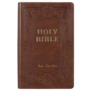 Personalized KJV Medium Brown Giant Print Bible with Thumb Index