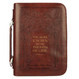 Psalm 16:11 Faux Leather Brown Personalized Bible Cover for Men