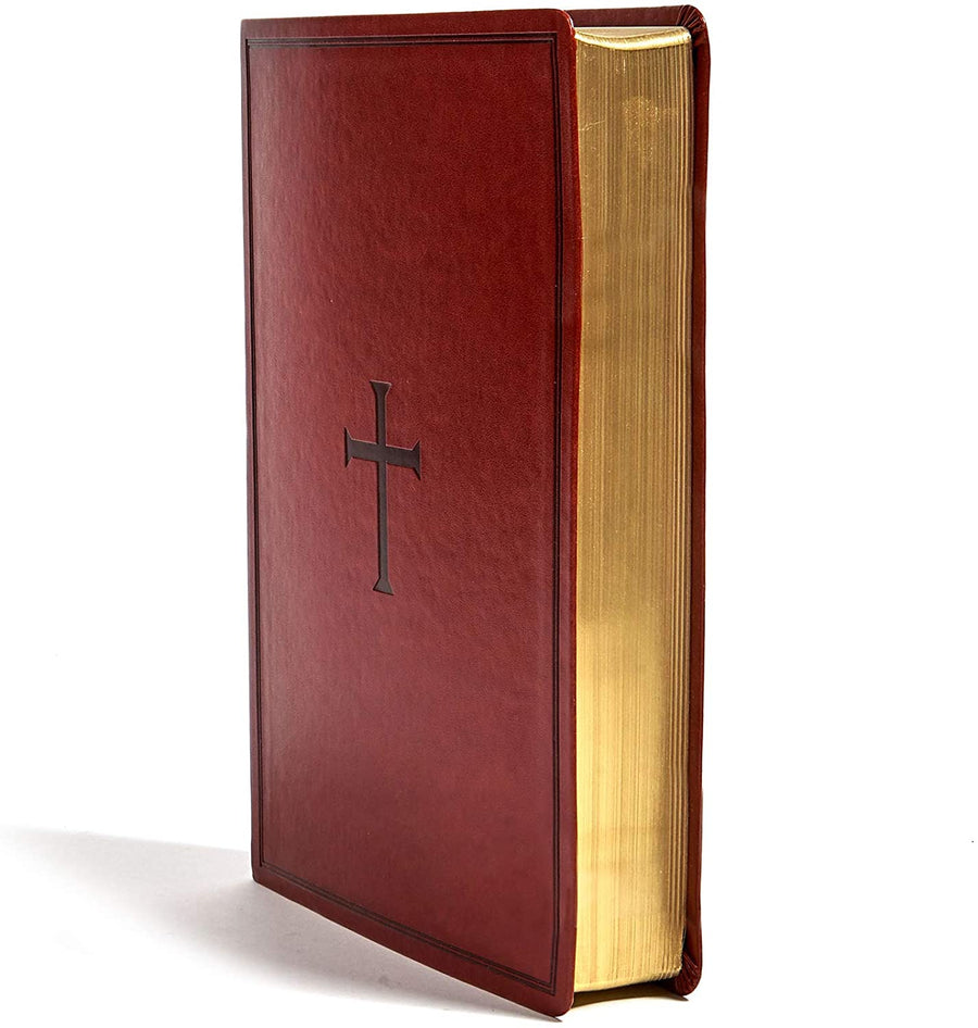 Personalized KJV Super Giant Print Reference Bible Brown LeatherTouch Red Letter