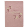 Load image into Gallery viewer, Sufficient Grace 2 Corinthians 12:9 Pearlescent Rose Faux Leather Journal
