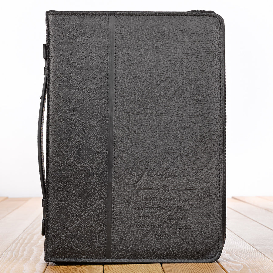 Guidance Faux Leather Black Personalized Bible Cover for Men