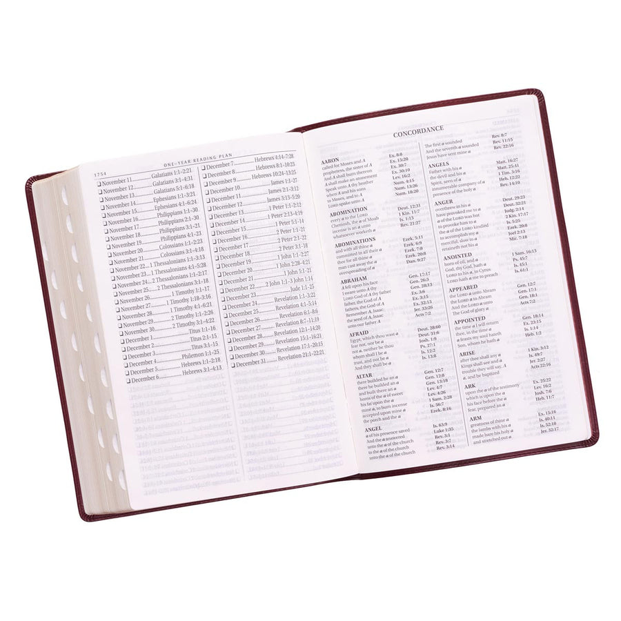 Personalized KJV Bible Super Giant Print King Indexed LuxLeather Burgundy