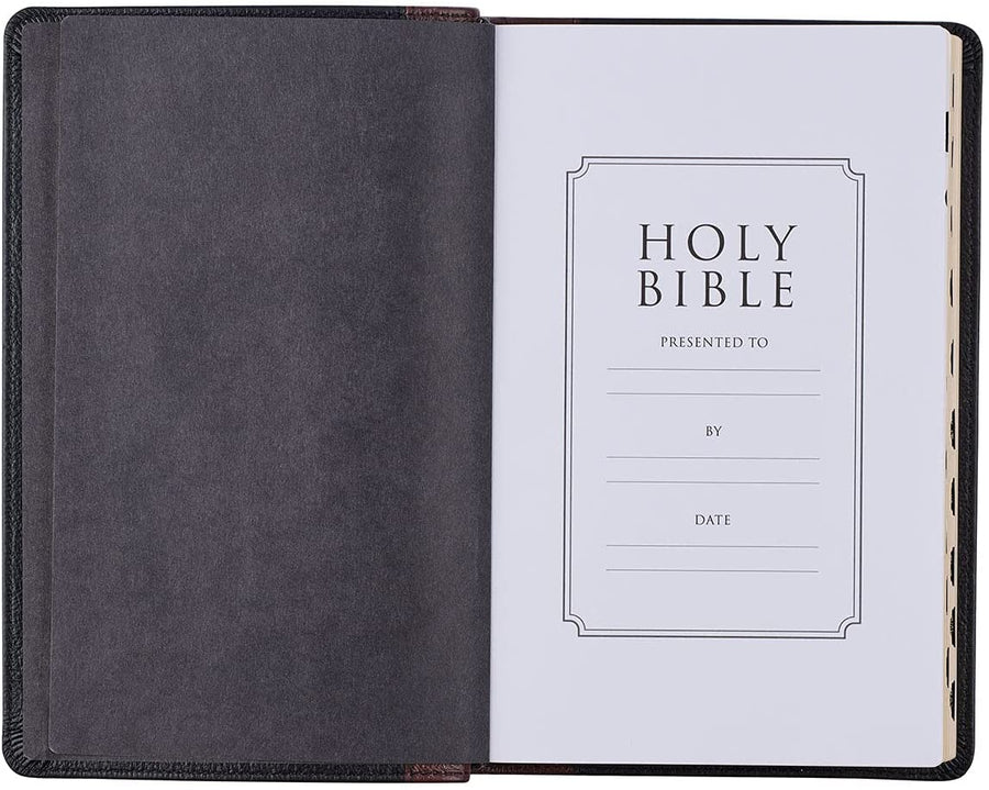 Personalized KJV Deluxe Gift Bible Two-Tone Brown and Black Full-Grain