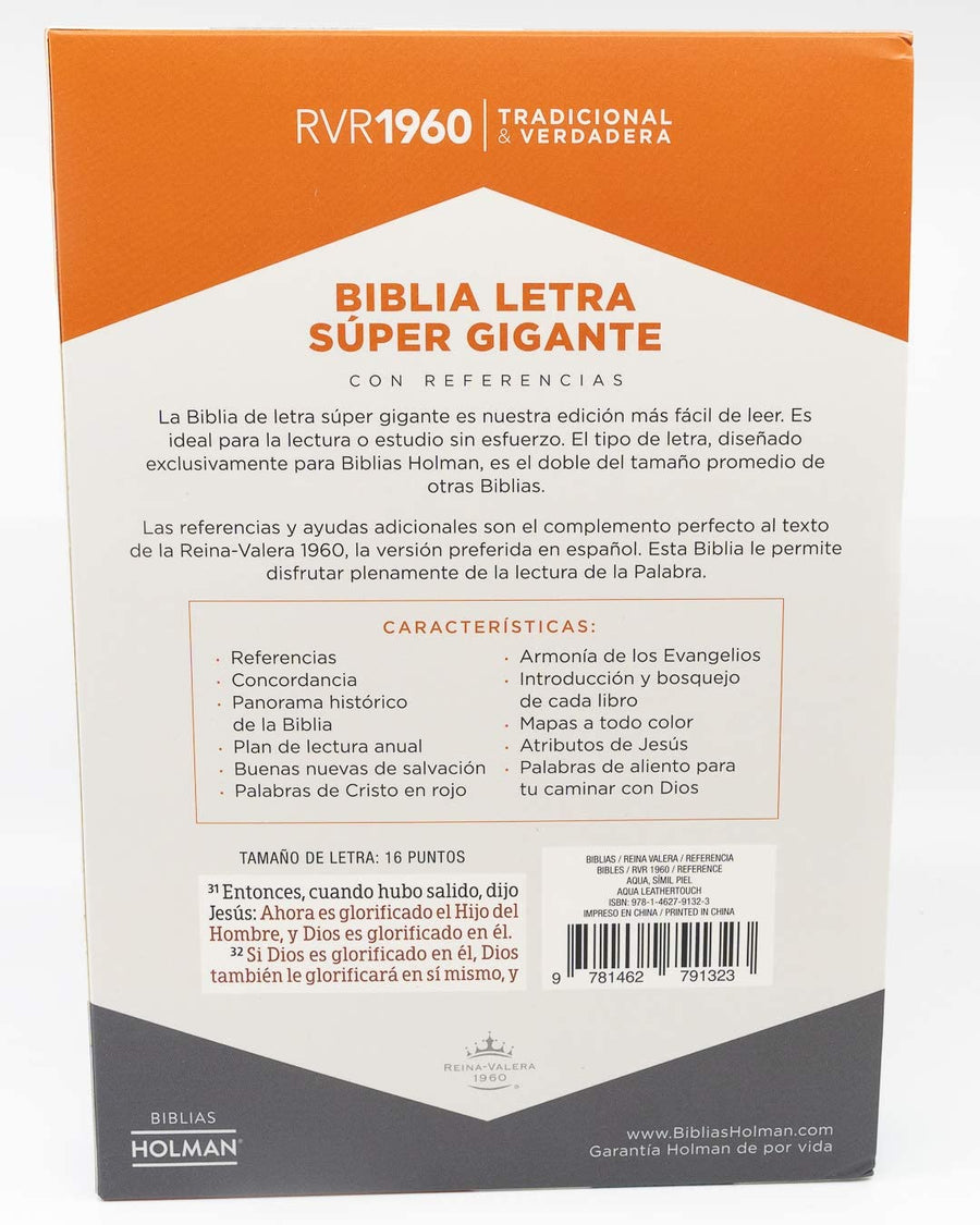 Personalized RVR 1960 Biblia Letra Súper Gigante Aqua símil piel (Spanish Edition)