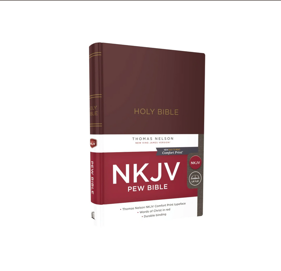 Personalized NKJV Pew Bible Red Letter Hardcover Burgundy