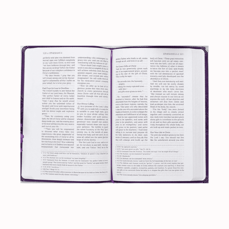 Personalized Custom Text Your Name The Passion Translation New Testament (2020 Edition) Large Print Violet Faux Leather