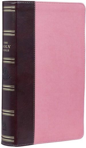 Personalized KJV Holy Bible Giant Print Standard Bible Pink and Brown Faux Leather w/Ribbon Marker