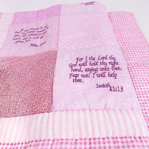 Embroidered Scripture Baby Quilt